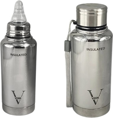 Voik Vega vaccum feeding bottle - 240 ml(Silver)