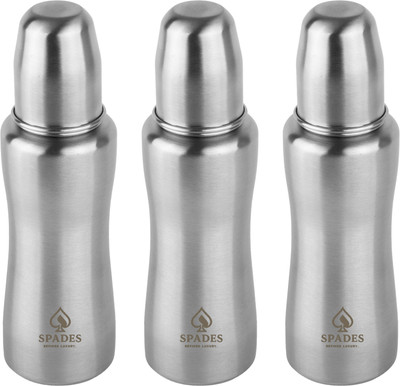 SPADES 304 Stainless Steel Baby Bottle 250ml - Vacuum Insulated, BPA-Free Pack of 3 - 250 ml(Silver)