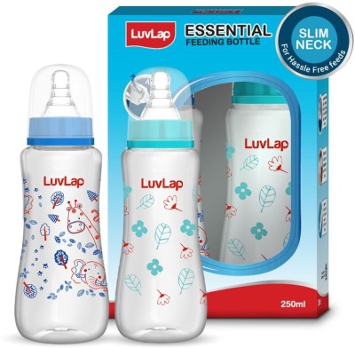 LuvLap Anti-Colic Slim Regular Neck Essential Baby Feeding Bottle Jungle-T & Wild-F - 250 ml(BLUE,GREEN)