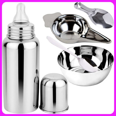 Pappa Stainless Steel Baby Feeding Bottle - 220 ml(Silver)