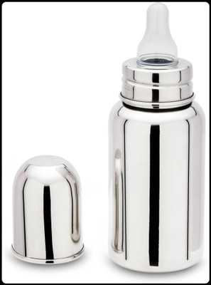 Pappa Leak Proof Stainless Steel Baby Milk Bottle - 220 ml(Silver)