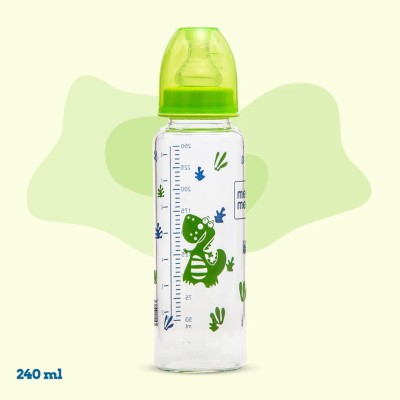 MeeMee MILK-SAFE™ PREMIUM GLASS FEEDING BOTTLE WITH ANTI-COLIC TEAT - 250 ml(Green)