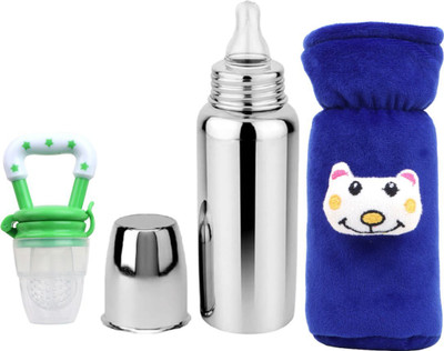 BLUSCAILE Baby Steel Feeding Bottle with Anti Colic Valve, for Babies 250 ml (Silver) - 250 ml(BLUBOTT+GRENFEEDER+001) BLUSCAILE Baby Steel Feeding Bottle with Anti Colic Valve, for Babies 250 ml (Silver) - 250 ml(BLUBOTT+GRENFEEDER+001)