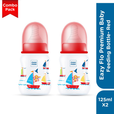 MeeMee Eazy Flo™ Premium Baby Feeding Bottle - Pack of 2 - 125 ml(Red)