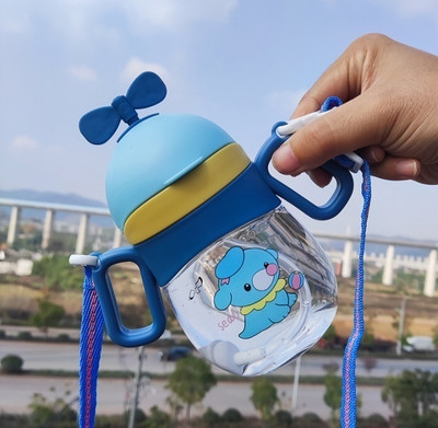 Magic Pebbles Eco-friendly Baby Water Bottle For Kids With Straw & Strap Children Drinkware - 360 ml(Blue)