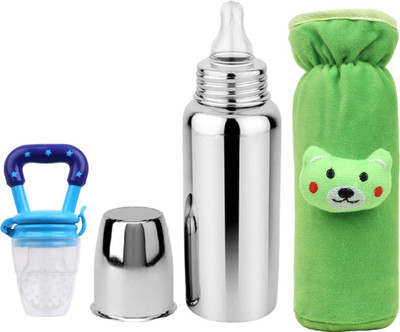 UNIECROUNEKIDS Baby feeding bottle with cover & baby fruit feeder 0 to 2 years BPA free - 250 ml(GREEN+BOTTLE+BB+FEEDER) UNIECROUNEKIDS Baby feeding bottle with cover & baby fruit feeder 0 to 2 years BPA free - 250 ml(GREEN+BOTTLE+BB+FEEDER)