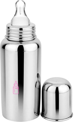 PGD Baby Feeding Bottle Extra Long for Milk / Water Feeding, Plain Silver Color - 300 ml(Silver)