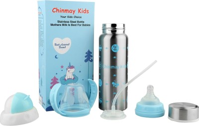 Chinmay Kids Thermal Insulation Stainless Steel Baby Feeding Bottle - (Single Head) - 240 ml(Blue)