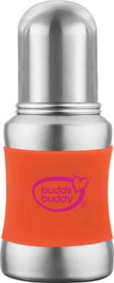 Buddsbuddy Stella Plus 2 in 1 Stainless Steel Regular Neck Baby Feeding Bottle - 140 ml(Orange)