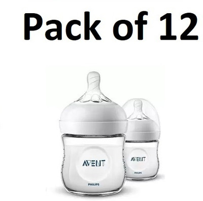 PHILIPS Avent Natural Twin Pack Feeding Bottle SCF033/20 (Pack of 12) - 260 ml(White)