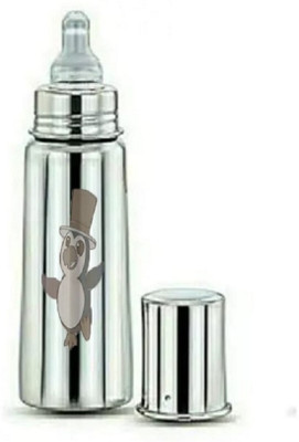 Klassi Kichen PENGUINE Designer Stainless steel baby milk feeding bottle with Extra Silicone Nipple - 300(Silver)