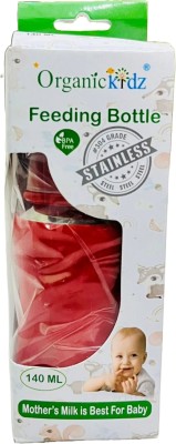 Organic Kidz Stainless Steel Leak Proof & Rust Proof Feeding Bottle - 140 ml(Red)