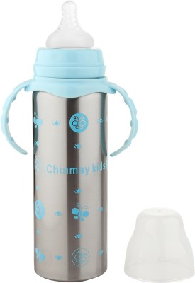 Chinmay Kids Baby Steel Feeding Bottle Cum Sipper Cum Straw - 240 ml(Blue)