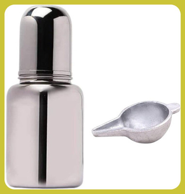 Pappa Premium Stainless Steel Feeding Bottle for Baby - 150 ml(Plain silver)