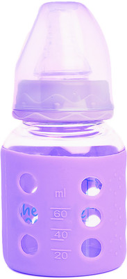 The Little Lookers High Borosilicate Glass Feeding Bottle for Babies -Purple-60ml - 60 ml(Purple)