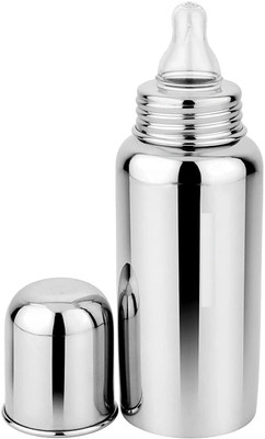 RaoSons Stainless Steel Baby Feeding Bottle 240ml Unbreakable, BPA-Free, Leak-Proof New Born Flow Nipple(Pack of 1 Nipple)