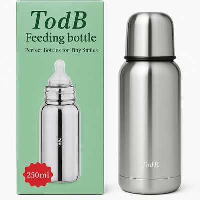 Todb Stainless Steel New Born Baby Feeding Bottle - 250 ml(Silver)