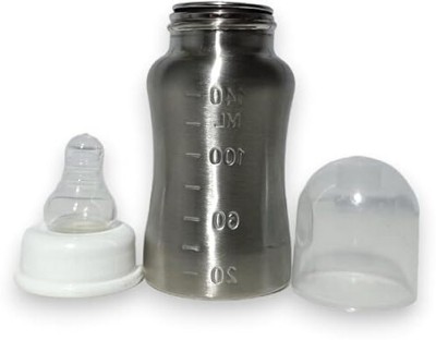 Voik Vega Feeding Bottle,Stainless Steel Bottle For New Born Baby with Plastic Cap - 140 ml(White)