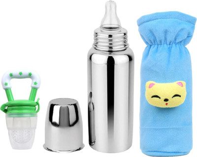 BLUSCAILE Baby Steel Feeding Bottle with Anti Colic Valve, for Babies 250 ml (Silver) - 250 ml(SKYBLUBOTT+GRENFEEDER+001) BLUSCAILE Baby Steel Feeding Bottle with Anti Colic Valve, for Babies 250 ml (Silver) - 250 ml(SKYBLUBOTT+GRENFEEDER+001)