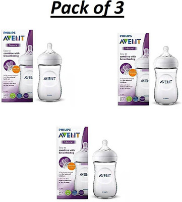 PHILIPS Avent Natural Feeding Bottle SCF033/10 (Pack of 3) - 260 ml(White)