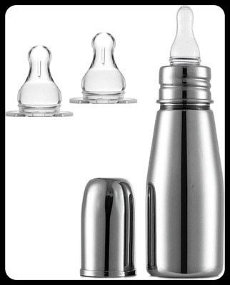 Pappa Leak Proof Stainless Steel Baby Milk Bottle - 300 ml(Silver)
