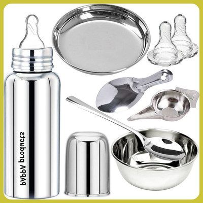 Pappa Premium Stainless Steel Feeding Bottle for Baby - 300 ml(Silver)