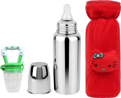 ORILACE Baby feeding bottle with cover & baby fruit feeder 0 to 2 years BPA free - 250 ml(RED+BOTTLE+G+FEEDER) ORILACE Baby feeding bottle with cover & baby fruit feeder 0 to 2 years BPA free - 250 ml(RED+BOTTLE+G+FEEDER)
