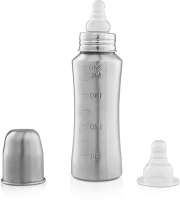 RB Point Steel Baby Bottle Anti-Colic Nipple, Rust-Resistant SS 304 Material - 250 ml(Silver)