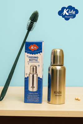 kids heaven Baby Milk feeding Stainless Steel Baby Feeding Bottle - 240 ml( cleaning brus) - 250 ml(Multicolor)