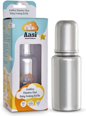 Aasi Baby Feeding Bottle for Infants/Toddlers | Jointless Stainless Steel - 200 ml(Silver)