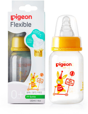 Pigeon Natural Milk Bottle / Baby Feeding Bottle Clear Nursing Bottle - 120 ml(Yellow, White)