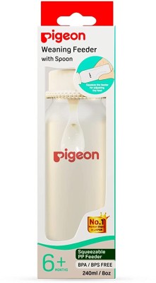 Pigeon Food Feeder With Spoon Squeezable feeder bottle 240ml - 240 ml(transparent)