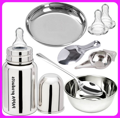 Pappa Stainless Steel Baby Feeding Bottle - 160 ml(Silver)