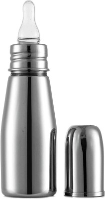 Pappa Stainless Steel Baby Feeding Bottle, Matt Finish - Slim Radius Small Neck Design - 300 ml(Silver)