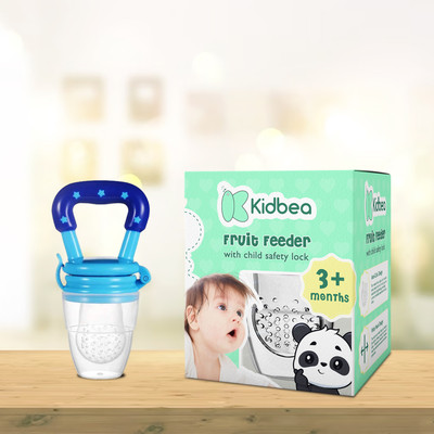 KIdbea Silicone Food/Fruit Nibbler with Extra Mesh, Soft Pacifier Teether and Feeder(Blue)