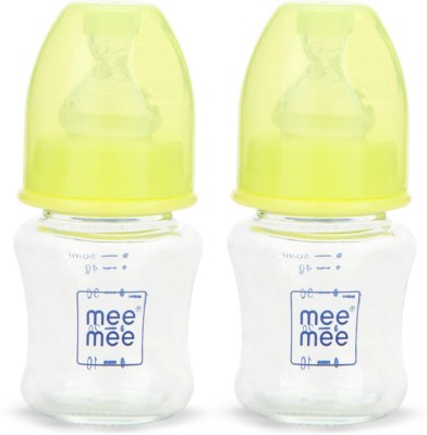 MeeMee Premium Glass Feeding Bottle (Pack of 2, Green) - 50 ml(Green)