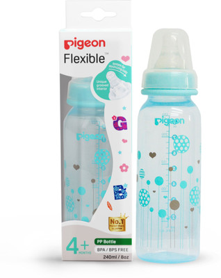 Pigeon Peristaltic clear baby feeding bottle Round Base abstract - 240 ml(Blue)