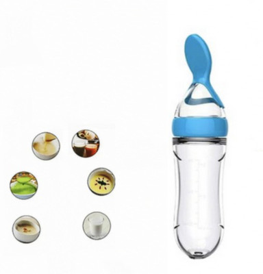 TEDRED Baby Squeeze Silicone Feeder with Spoon - 90 ml(Blue, White, Green)