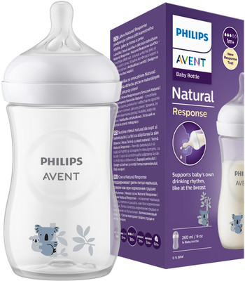 Philips Avent Natural Response Baby Bottle SCY903/67 | 1m+ age | Koala | BPA free - 260 ml(White)