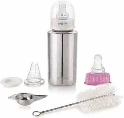 Dr. WaterR Stainless Steel Baby Feeding Bottle Kit Set of 1 For Milk, Juice, Water, Gifting - 150 ml(Silver)