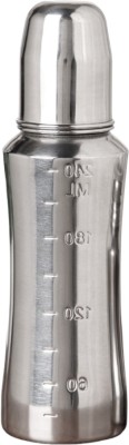 Voik Vega Curve Feeding Bottle,Stainless Steel Bottle For New Born Baby - 240 ml(Silver)