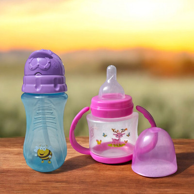 CHIKICHOO Combo Pack (250ml Sipper + 150ml Bottle) – Safe, Easy Drinking for Children - 250 ml(purple and pink)