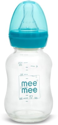 MeeMee Premium Glass Feeding Bottle_Blue - 120 ml(Multicolor)
