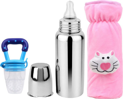 ORILACE Baby feeding bottle with cover & baby fruit feeder 0 to 2 years BPA free - 250 ml(PINK+BOTTLE+B+FEEDER) ORILACE Baby feeding bottle with cover & baby fruit feeder 0 to 2 years BPA free - 250 ml(PINK+BOTTLE+B+FEEDER)