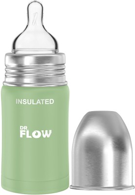 DR.Flow Basics Omega Insulated Thermosteel Baby Feeding Bottle DF9020 - 180 ml(Green)