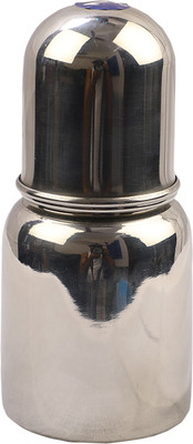 SMILEY APPU Stainless steel baby milk feeding bottle with Silicone Nipple - 150 ml(Silver)