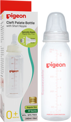 Pigeon Cleft palate baby feeding bottle with nipple regular - 240 ml(TRANSPARENT)