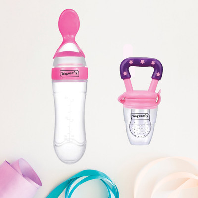 Wagwanfly Baby Teether Silicone Teether for Baby BPA Free Teething Toy for Babies Teether and Feeder(Pink)
