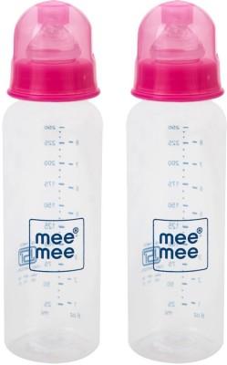 MeeMee Eazy Flo Premium Baby Feeding Bottle (Pink, 250 ml) Pack of 2 - 250 ml(Pink)