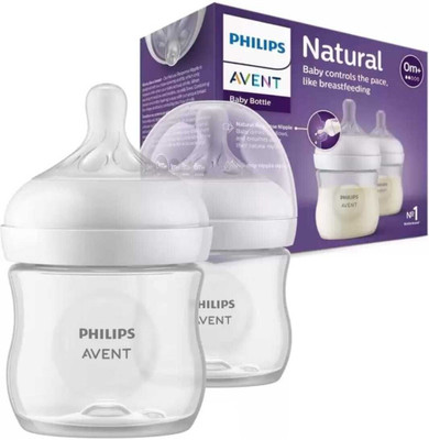 Philips Avent SCY900/02 Natural Response Baby Feeding Bottle (0m+ Pack of 2 Bottles) - 125 ml(White)